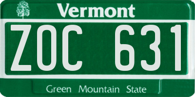 VT license plate ZOC631