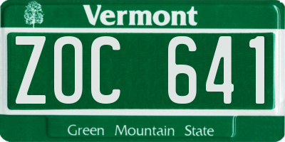 VT license plate ZOC641
