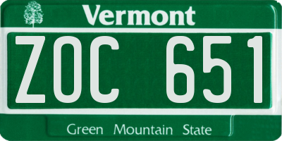 VT license plate ZOC651