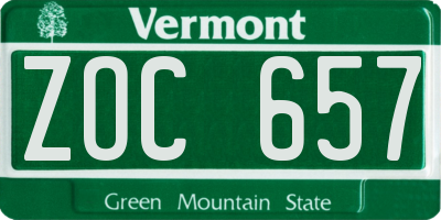 VT license plate ZOC657