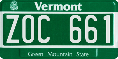 VT license plate ZOC661