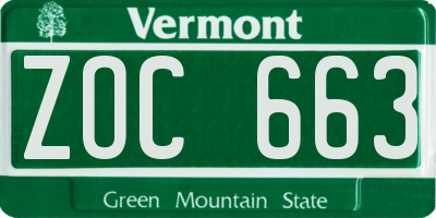 VT license plate ZOC663
