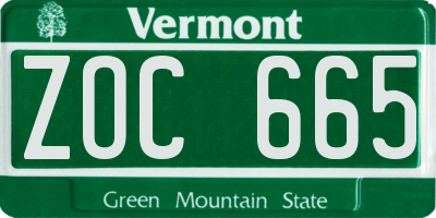 VT license plate ZOC665