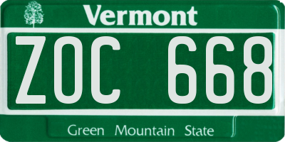 VT license plate ZOC668