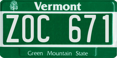 VT license plate ZOC671