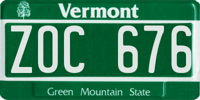 VT license plate ZOC676