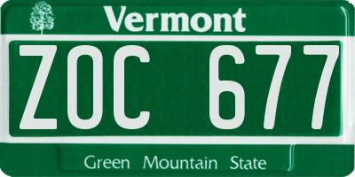 VT license plate ZOC677