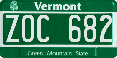 VT license plate ZOC682