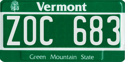 VT license plate ZOC683