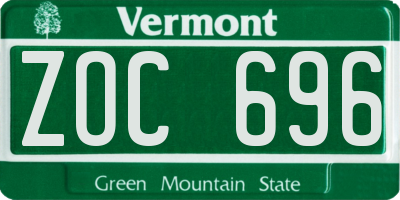 VT license plate ZOC696