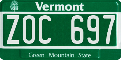 VT license plate ZOC697
