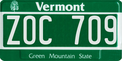 VT license plate ZOC709