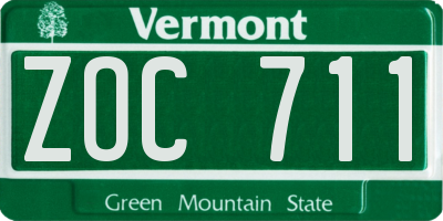 VT license plate ZOC711