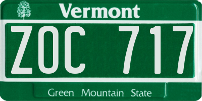 VT license plate ZOC717