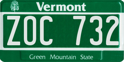 VT license plate ZOC732