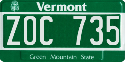 VT license plate ZOC735