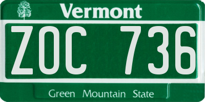 VT license plate ZOC736