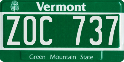 VT license plate ZOC737