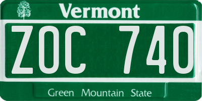 VT license plate ZOC740