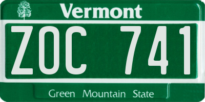 VT license plate ZOC741