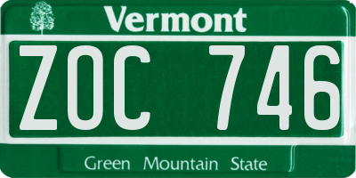 VT license plate ZOC746
