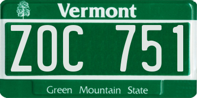 VT license plate ZOC751