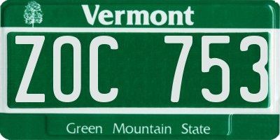 VT license plate ZOC753