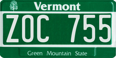 VT license plate ZOC755