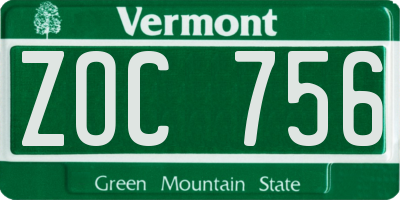 VT license plate ZOC756