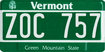 VT license plate ZOC757