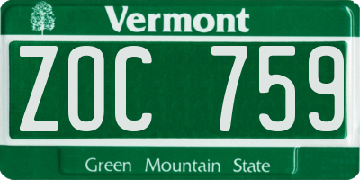 VT license plate ZOC759