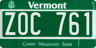 VT license plate ZOC761