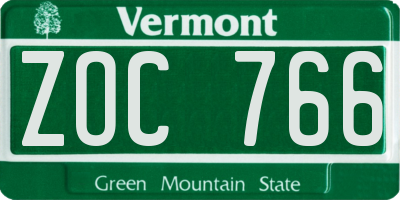 VT license plate ZOC766