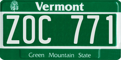 VT license plate ZOC771