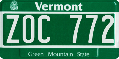 VT license plate ZOC772