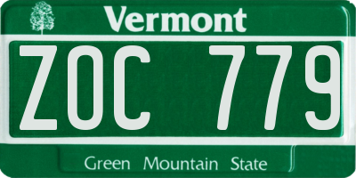 VT license plate ZOC779