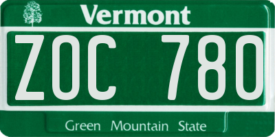VT license plate ZOC780