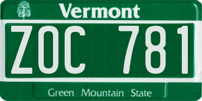 VT license plate ZOC781