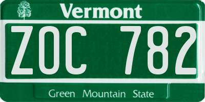 VT license plate ZOC782