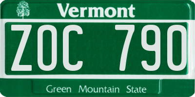 VT license plate ZOC790