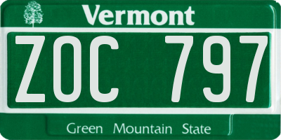 VT license plate ZOC797
