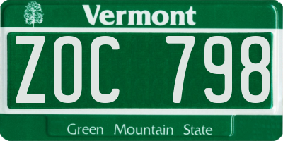 VT license plate ZOC798