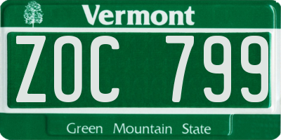 VT license plate ZOC799