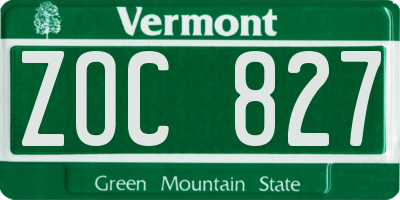 VT license plate ZOC827