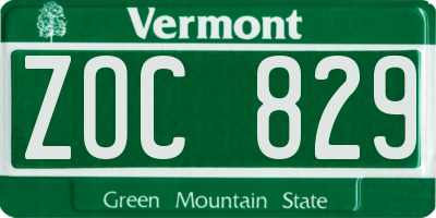 VT license plate ZOC829