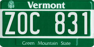 VT license plate ZOC831