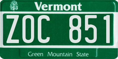 VT license plate ZOC851