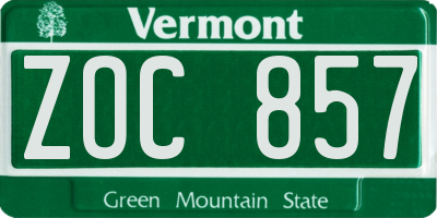 VT license plate ZOC857