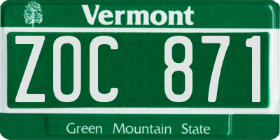 VT license plate ZOC871