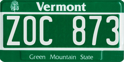 VT license plate ZOC873